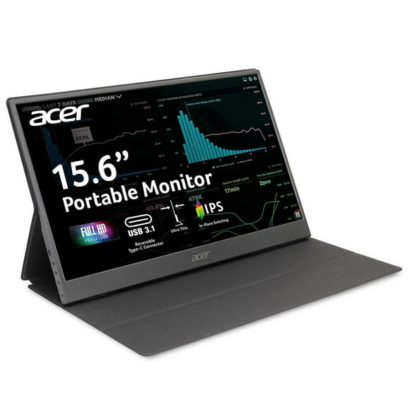 Acer 15.6″ Portable Monitor, Full HD (1920×1080), 60Hz, Black, PM161Q