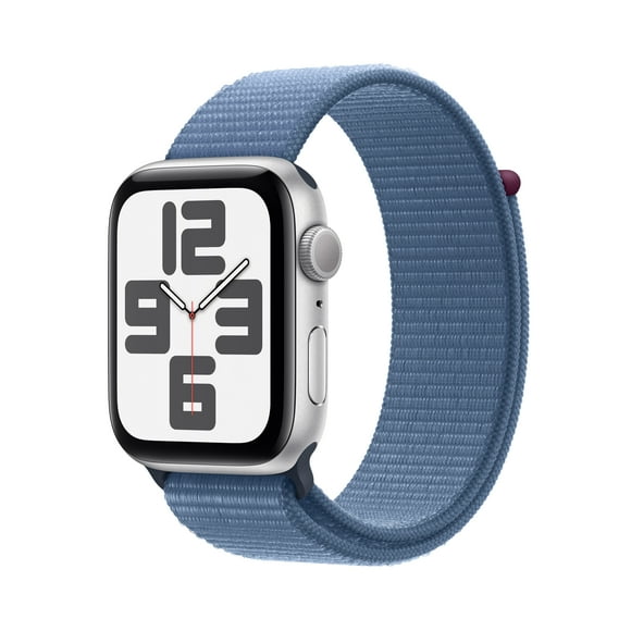 Apple Watch SE (2nd Gen) Smartwatch with Silver Aluminum Case and Winter Blue Sport Loop