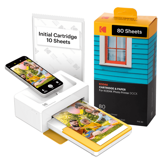 KODAK Dock Plus 4PASS Instant Photo Printer (4×6 inches) + 90 Sheets Bundle