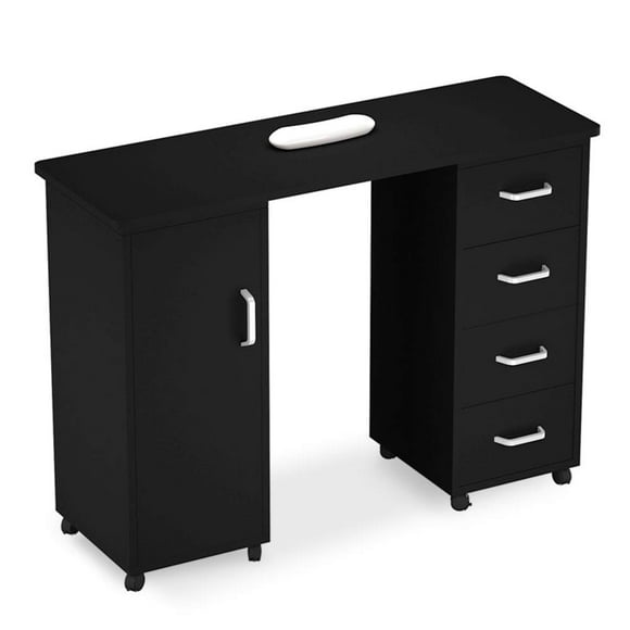 Ktaxon Nail Table Artist Hand Portable Manicure Station Desk Spa Beauty Salon Wooden Technician Table W/Drawers,Black