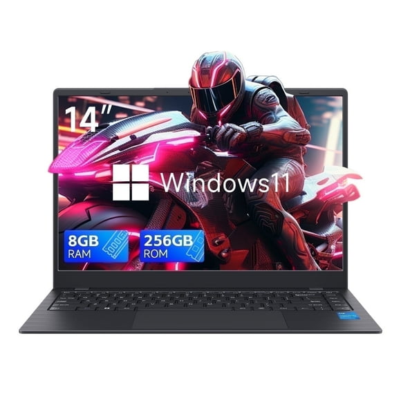 RNRUO 14 inch Windows 11 Laptops New Intel Celeron N4000 2.6Ghz 8GB RAM 256GB ROM Notebook PC Computer Laptop
