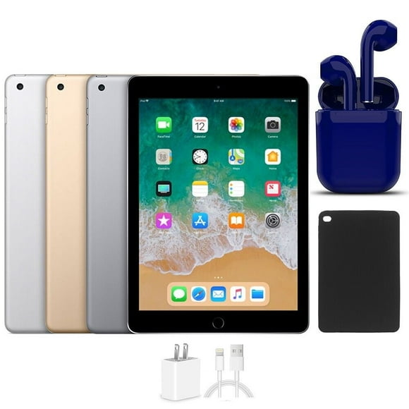 Restored Apple iPad 9.7-inch Wi-Fi Only 32GB Bundle: USA Essentials Bluetooth/Wireless Airbuds, Case, Rapid Charger By Certified 2 Day Express (Refurbished)