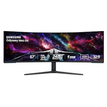 SAMSUNG 57″ Odyssey Neo G9 Series Dual 4K UHD 1000R Curved Gaming Monitor, 240Hz, 1ms with DisplayPort 2.1, Quantum Mini-LED, DisplayHDR 1000, AMD FreeSync Premium Pro, LS57CG952NNXZA, 2023
