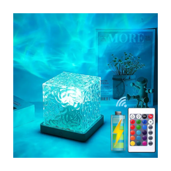 Ocean Wave RGB LED Cube Night Light with Remote Control, 16 Color Changing Water Projector, USB Powered, Modern Polished Design – Perfect for Bedroom, Party, Bar & Game Room Decor, Christmas Gift, YUNSOVA